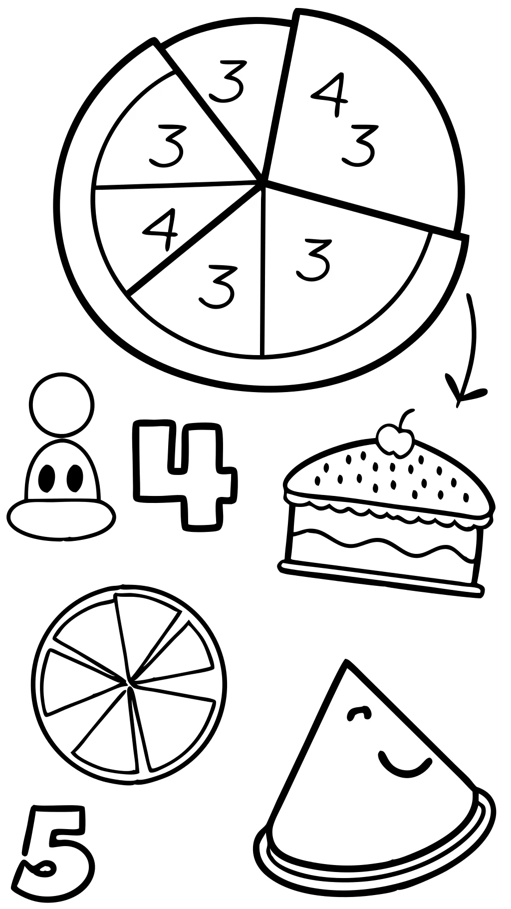 fraction coloring pages